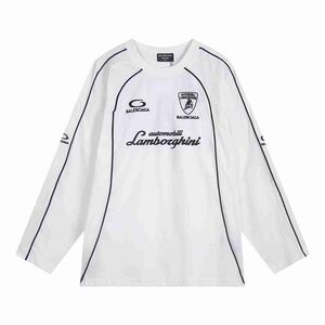 Balenciaga White Long Sleeve Tee with Black Accents
